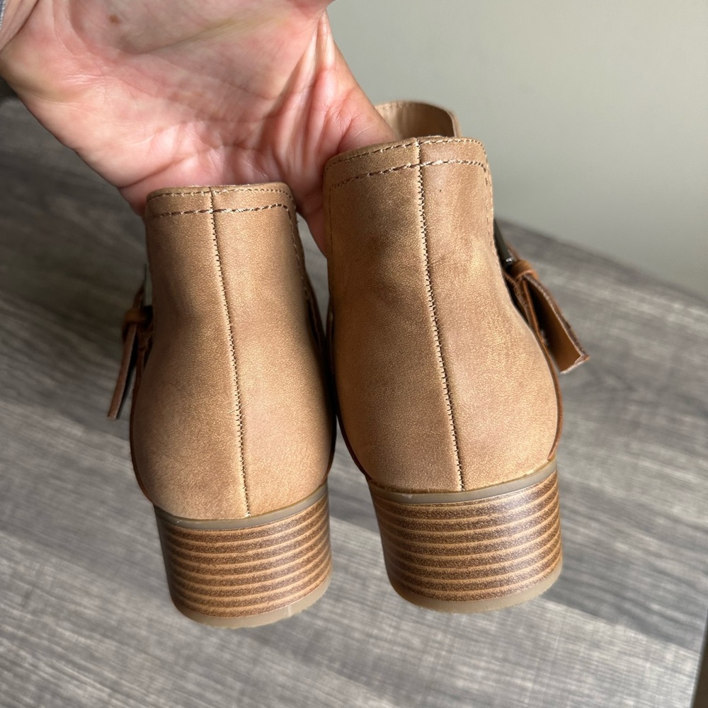 Maeve Light Brown Ankle Boots with Strap Accent - Picture 9 of 12